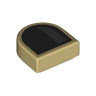 Tile Round 1 x 1 Half Circle with Black Nail, Dark Bluish Grey Shine print (24246pr0059)