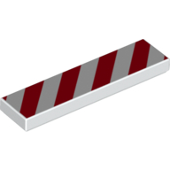 Tile 1 x 4 with Red and White Danger Stripes Red Print (2431pr0077)