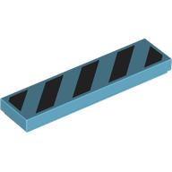 Tile 1 x 4 with Black Diagonal Stripes Print (2431pr0158)
