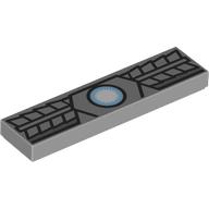 Tile 1 x 4 with Bright Light Blue/White Arc Reactor, Armor print (2431pr0211)