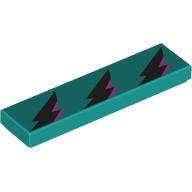 Tile 1 x 4 with Black/Lavender Lightning Bolts print (2431pr0234)