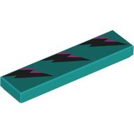 Tile 1 x 4 with Black/Lavender Lightning Bolts print (2431pr0235)