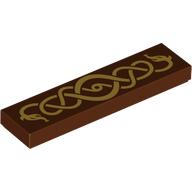 Tile 1 x 4 with Gold Coiling Snakes print (2431pr9993)