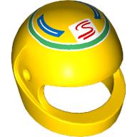 Helmet, Standard with Green, Blue Stripes, Red 'S' Swirl print (2446pr0056)