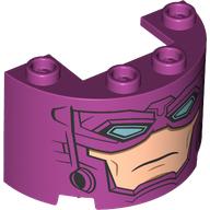 Cylinder Half 2 x 4 x 2 with 1 x 2 Cutout with Galactus Face print (24593pr0015)