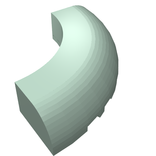 Brick Round Corner 5 x 5 x 1 Curved, Bottom Cut Outs, No Studs, 7 Bottom Tubes (24599)