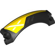 Technic Panel Car Mudguard Arched 9 x 2 x 3, Arched Top #42 with Yellow Paint, White X print (2459pr0001)