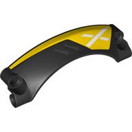 Technic Panel Car Mudguard Arched 9 x 2 x 3, Arched Top #42 with Yellow Paint, White X print (2459pr0002)