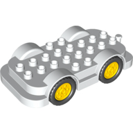 Duplo Car Base 4 x 8 with Four Black Wheels and Yellow Hubs (24911c01)