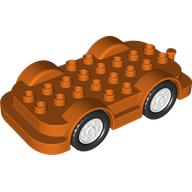 Duplo Car Base 4 x 8 with Four Black Wheels and White Hubs (24911c03)