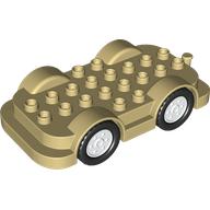 Duplo Car Base 4 x 8 with Four Black Wheels and White Hubs (24911c03)