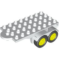 Duplo Trailer Flatbed 4 x 8 with Hook and 4 Vibrant Yellow Wheels (25081c03)