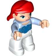 Duplo Figure with Hair Swept Right Red, White Legs (Ariel) (25139pr0002)
