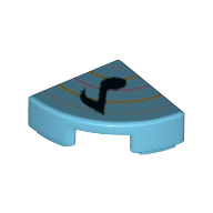 Tile Round 1 x 1 Quarter with Single Black Music Note, Blue Lines Print (25269pr0027)