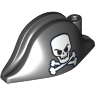 Hat Pirate Bicorne with Evil Skull and Crossbones Print (2528pr0001)