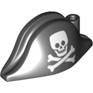 Hat Pirate Bicorne with Skull & Bones print (2528pr0012)