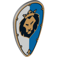 Shield Ovoid with Lion Head on White and Blue Print (2586pr0009)