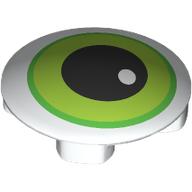 Plate Round 2 x 2 with Rounded Bottom with Eye, Lime/Green Iris print (2654pr0027)