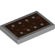 Tile 2 x 3 with 8 Silver Squares and Reddish Brown Squares on Dark Brown Background Print (26603pr0010)
