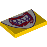 Tile 2 x 3 with Mouth with Sharp Teeth and Red 'Scribbled' Lips Print (26603pr0040)