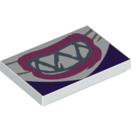 Tile 2 x 3 with Dark Pink Mouth/Lips, Dark Bluish Grey Sharp Teeth print (26603pr0092)