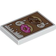 Tile 2 x 3 with Nougat Sign, White Cream, Dark Pink / Dark Brown Donuts print (26603pr0095)