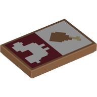 Tile 2 x 3 with Pixelated White Chicken on Dark Red Background, Chicken Leg print (26603pr0150)