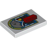 Tile 2 x 3 with Blue Arched Window, Moon Surface, Red Brick print (26603pr0165)