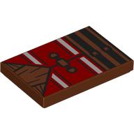 Tile 2 x 3 with Red Best, White Stripes, Nougat Tie, Black Belts print (26603pr0167)