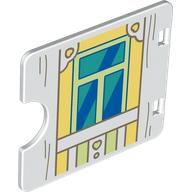 Duplo Door / Window with Cutout (Semi Oval) with Bright Light Yellow Door on Bright Light Yellow Wall, Blue/Dark Turquoise Glass print (27382pr0010)