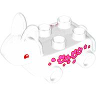 Duplo Toy Rabbit, Dark Pink Flowers Print (2763pr0001)