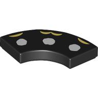 Tile 2 x 2 Curved, Macaroni with 3 White Dots, Bright Light Yellow Shapes print (27925pr0014)