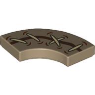 Tile 2 x 2 Curved, Macaroni with Tan Stitches, Dark Brown Tear print (27925pr0015)