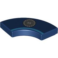 Tile 2 x 2 Curved, Macaroni with Dark Azure Stripe, Silver Fuel Cap print (27925pr0021)