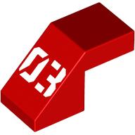 Slope 45° 2 x 1 with 2/3 Inverted Cutout and no stud with White '03' print (28192pr0006)