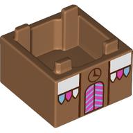 Container Box 2 x 2 x 1 with Gingerbread House, Dark Pink Doors, Clock print (2821pr0001)