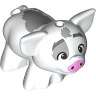 Animal, Pig, Small with Bright Light Pink Snout, Light Bluish Grey Spots, Happy (Pua) (28318pr0003)