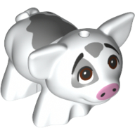 Animal, Pig, Small with Bright Light Pink Snout, Light Bluish Grey Spots, Looking Up (Pua) (28318pr0004)