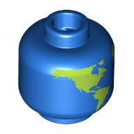 Minifig Head, Globe, Bright Green Land print (28621pr0005)