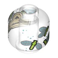 Minifig Head with Lime/Sand Blue Dragon Flies, Tan Label print (28621pr0044)