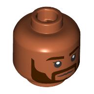 Minifig Head Dark Brown Eyebrows, Thick Beard, Neutral/Open Mouth Grin (28621pr4162)