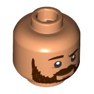 Minifig Head Dark Brown Eyebrows, Thick Beard, Smile, Open Mouth/Closed Mouth (28621pr4166)