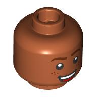 Minifig Head Reddish Brown Eyebrows, Smirk/Open Mouth Smile (28621pr4171)