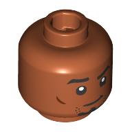 Minifig Head Black Eyebrows, Goatee, Raised Eyebrow, Smirk/Confused (28621pr4172)