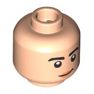 Minifig Head, Thick Black Eyebrows, Nougat Lips, Closed Mouth Smile/Open Mouth Smile (28621pr4181)