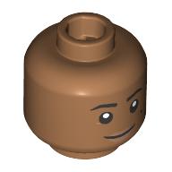 Minifig Head Gnome Fighter, Beauty Marks, Black Eyebrows, Nougat Lips, Smile/ Wink (28621pr4183)