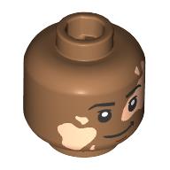 Minifig Head Black Eyebrows, Light Nougat Vitiligo Patches, Smile/Glasses, Open Mouth Smile (28621pr4184)