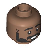 Minifig Head Thick Black Eyebrows, Beard, Smile, Straight/Raised Eyebrows (28621pr4189)