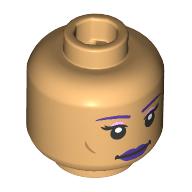 Minifig Head Dark Purple Eyebrows, Lips, White Eyeshadow, Neutral/Open Mouth Smile, Gap Between Teeth (28621pr4190)