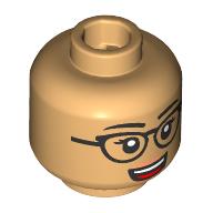 Minifig Head Black Eyebrows, Eyelashes, Black Glasses, Open Mouth Smile, Teeth/Tongue (28621pr4191)